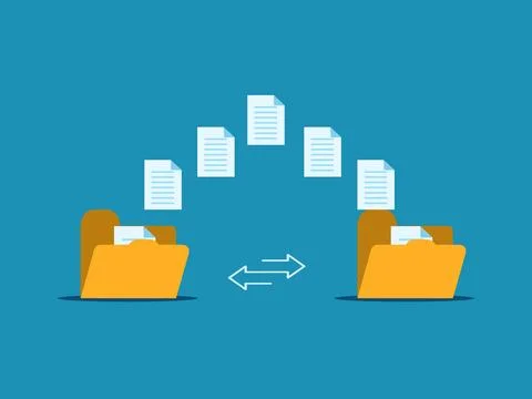 Transfer files, Backup on, Exchange files on folders, Send documents over t.. Stock Illustration