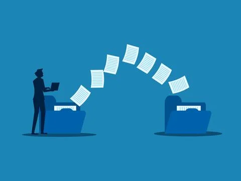 Transfer files, Backup on, Exchange files on folders, Send documents over t.. Stock Illustration