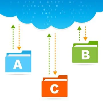 Transfer files cloud presentation Stock Illustration