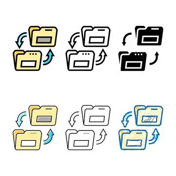 Transfer folder color icon vector multipack Stock Illustration