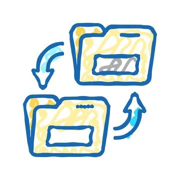 Transfer folder icon doodle illustration Stock Illustration