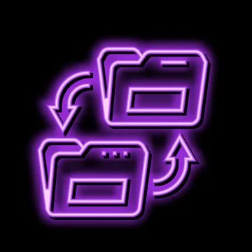 Transfer folder neon glow icon illustration Illustrazione stock