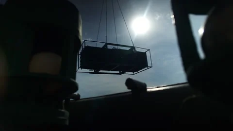 Transfer of goods from ship to ship Stock Footage 147424237