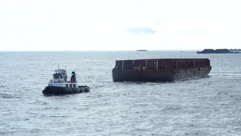 Transfer of goods from ship to ship Stock Footage 147425063