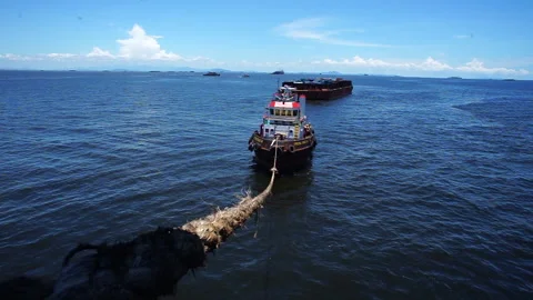 Transfer of goods from ship to ship Stock Footage 147425069