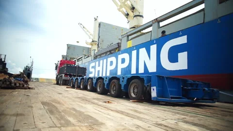 Transfer of goods from ship to ship Stock Footage 147425234