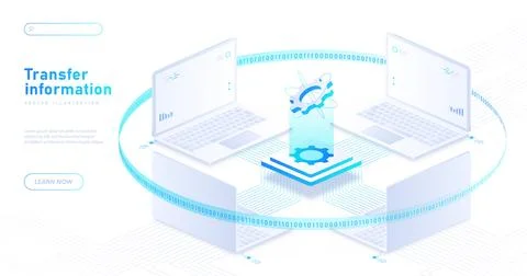 Transfer of information banner 스톡 일러스트