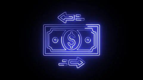 Transfer Isolated on Black Background Neon Data Exchange Animation Stock Footage 329117242