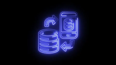 Transfer Isolated on Black Background Neon Data Exchange Animation Stock Footage 329117260