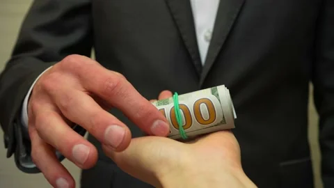 Transfer of money from hand to hand Stock Footage 234074282