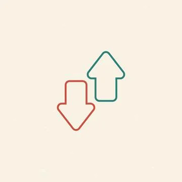 Transfer outline sync red green up and down arrows icon for mobile concept and Stock Illustration