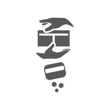 Transfer of a parcel from hand to hand. Stock Illustration