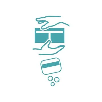 Transfer of a parcel from hand to hand. Stock Illustration