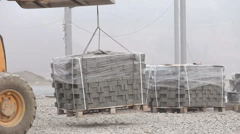 Transfer of paving slabs Stock Footage 68020104