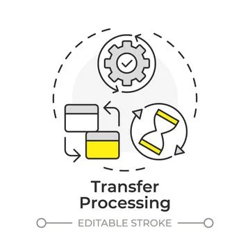 Transfer processing flat linear concept icon Stock Illustration