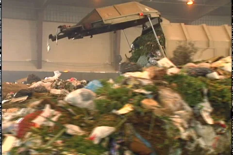 TRANSFER STATION WASTE PUSH Stock Footage 1052711