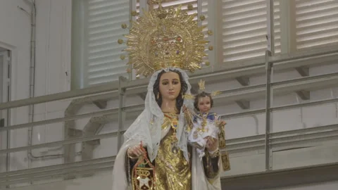 Transfer of the statue of the Virgin of Carmen to the Barbate Fish Market Stock Footage 313468771