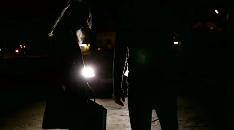 The transfer of the suitcase with the money in the night Stock Footage 67239013