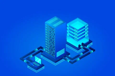 Transfer of user data to the server. Data hosting. Data flow. Data storage. S イラスト素材