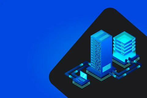 Transfer of user data to the server. Data hosting. Data flow. Data storage. S 库存插图