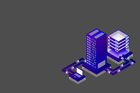 Transfer of user data to the server. Data hosting. Data flow. Data storage. S イラスト素材