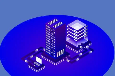 Transfer of user data to the server. Data hosting. Data flow. Data storage. S イラスト素材