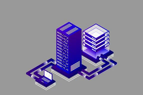 Transfer of user data to the server. Data hosting. Data flow. Data storage. S イラスト素材