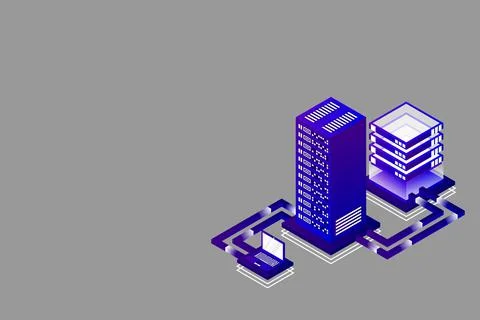 Transfer of user data to the server. Data hosting. Data flow. Data storage. S 스톡 일러스트