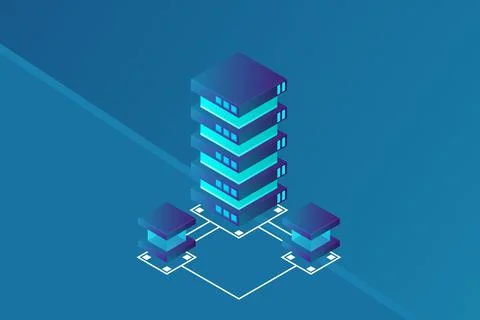 Transfer of user data to the server. Data flow. Data storage. Server. Digital イラスト素材