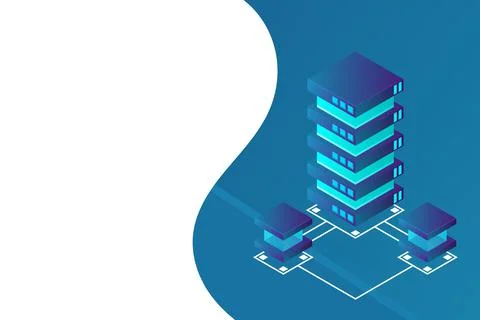 Transfer of user data to the server. Data flow. Data storage. Server. Digital イラスト素材