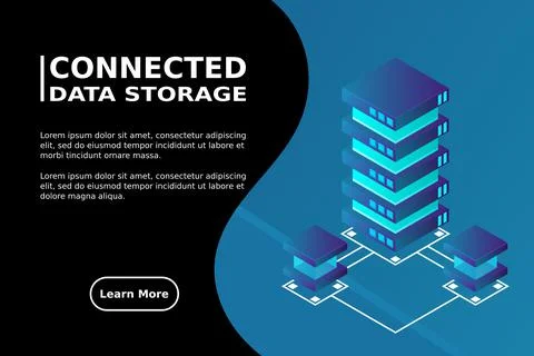 Transfer of user data to the server. Data flow. Data storage. Server. Digital イラスト素材