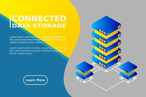 Transfer of user data to the server. Data flow. Data storage. Server. Digital Illustrazione stock