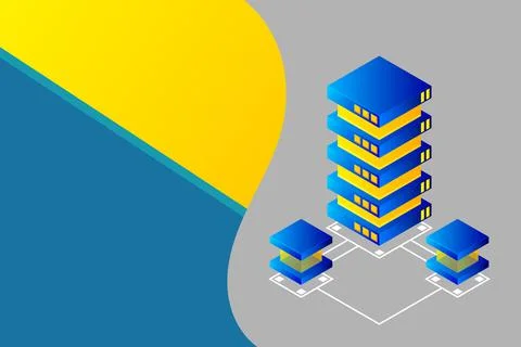 Transfer of user data to the server. Data flow. Data storage. Server. Digital イラスト素材