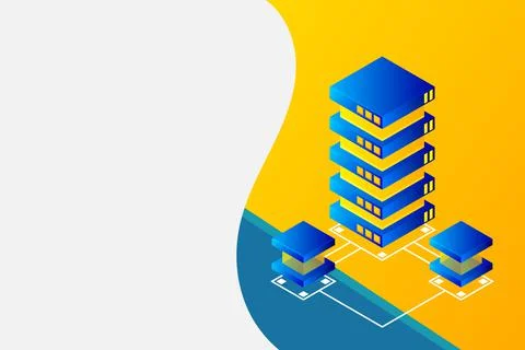Transfer of user data to the server. Data flow. Data storage. Server. Digital イラスト素材