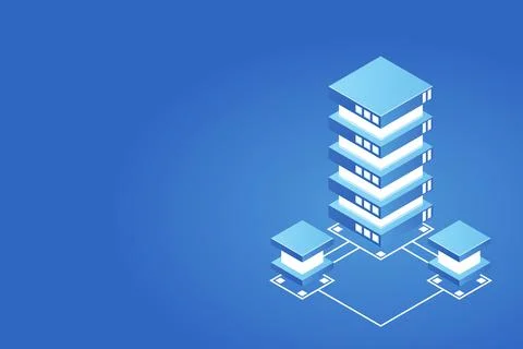 Transfer of user data to the server. Data flow. Data storage. Server. Digital イラスト素材