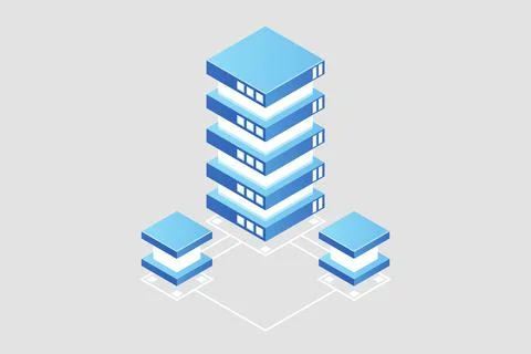 Transfer of user data to the server. Data flow. Data storage. Server. Digital 스톡 일러스트