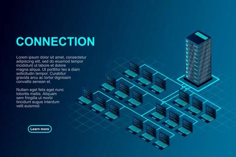 Transfer of user data to the server. Data flow. Data storage. Server. Digital イラスト素材