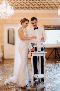 Transfer of wedding fire with the help of candles the newlyweds Stock Photos