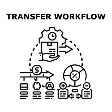 Transfer workflow process concept vector icon illustrating logistics Stock Illustration