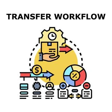 Transfer workflow process concept vector icon illustrating logistics Stock Illustration