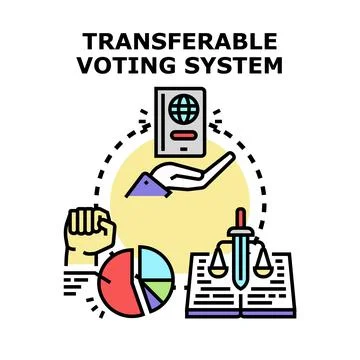 Transferable voting system concept with ballot and justice Stock Illustration
