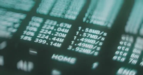Transferred data and speed displayed on screen Video stock 313622146