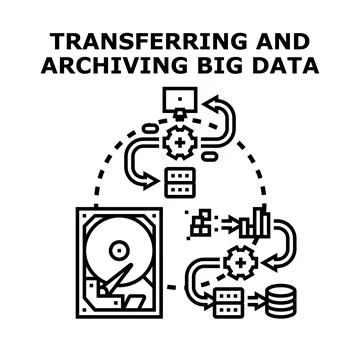 Transferring and archiving big data for storage and processing Stock Illustration
