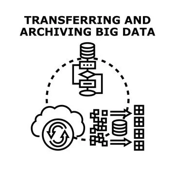 Transferring and archiving big data information technology concept Stock Illustration