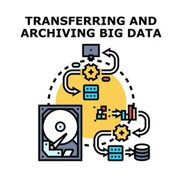 Transferring and archiving big data for storage and processing Stock Illustration