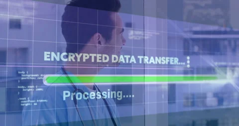 Transferring and processing encrypted data animation, medical professional Stock Footage 304102174