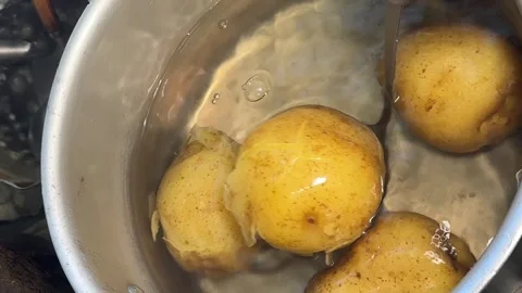 Transferring Boiled Potatoes from Pot to Tray, Japanese Kitchen Prep, Japan Stock-Footage 344246165
