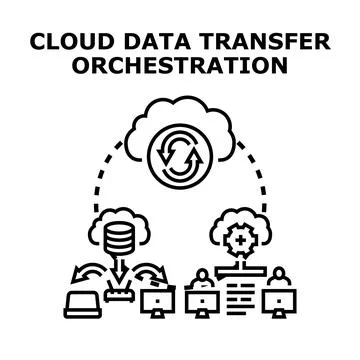 Transferring cloud data while orchestrating digital operations Illustrazione stock