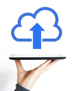 Transferring data from cloud to computer download file business Stock Illustration