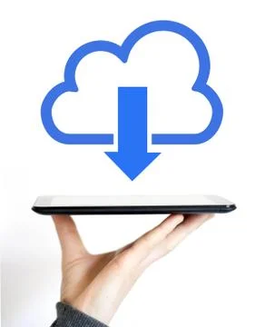 Transferring data from cloud to computer upload file business Stock Illustration